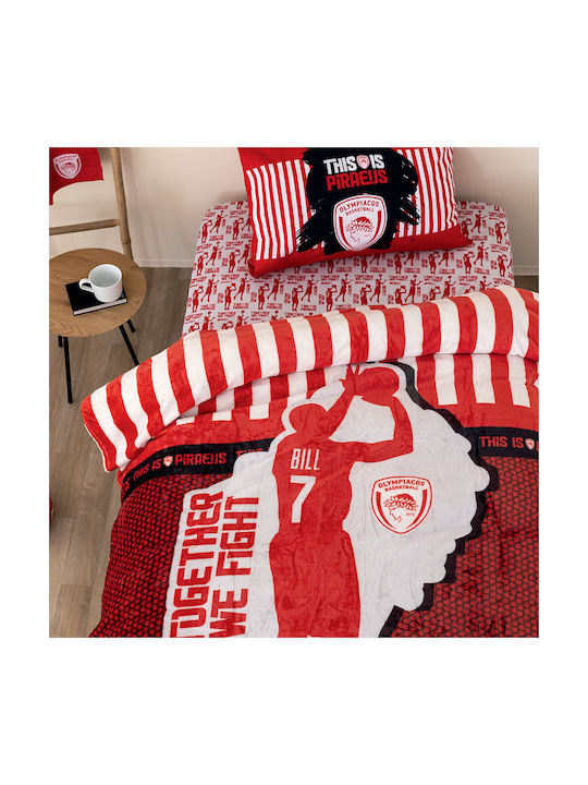 Palamaiki Κουβέρτα Fleece Olympiacos Κόκκινη 160x220εκ.