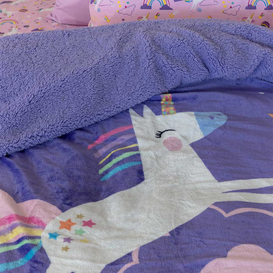 Palamaiki Κουβέρτα Fleece Μωβ 220x160εκ.