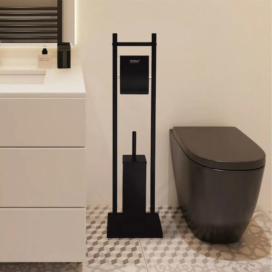 Toilet Paper Stand + Black Toilet Brush Inter Ceramic 3811mb