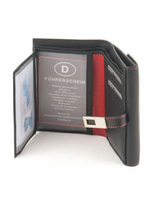 Kouros Leather Wallet RD01F Black Red