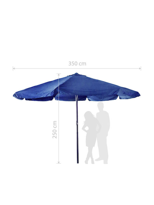 Circular Garden Umbrella Metal Blue Diameter 3.5m