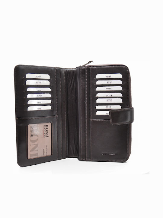 Leather 100 Δερματινο Τσαντακι-πορτοφολι Κωδικος 05-wallet-t-883-4 D.brown