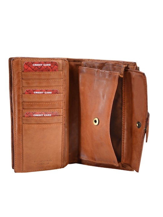 Leder 100 Damenbrieftasche Damen Portemonnaie Code 33-wallet-1456 Tabac Braun