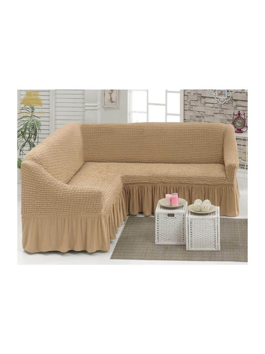 Saray Home Elastic Cover for Corner Sofa Beige 135x135cm 1pcs EKG040