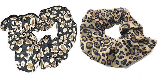 Scrunchy Μαλλιών Animal Print Schwarz