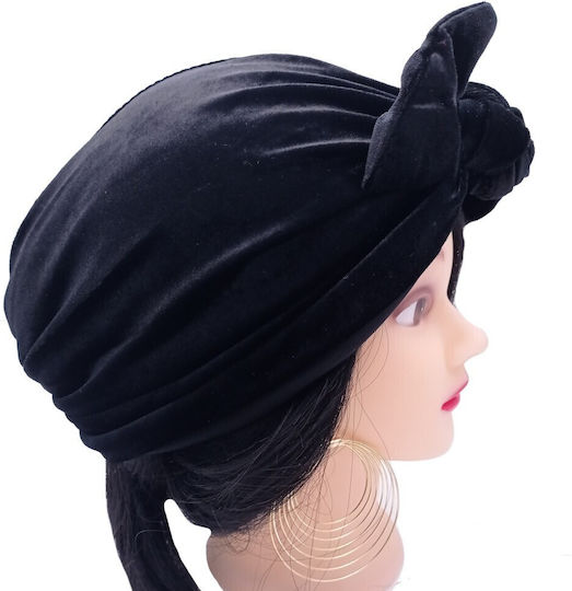 Samtiges Turban Knoten Schleife Schwarz