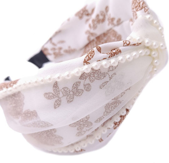 Headband Turban Small Pearls & Ice Tulle
