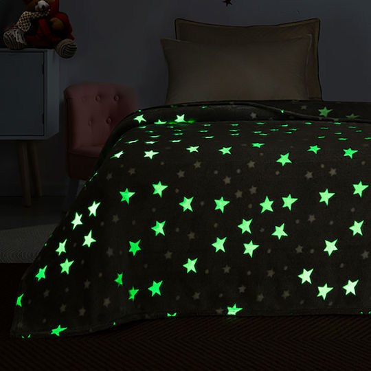 Sunshine Κουβέρτα Fleece Stars Φωσφορίζουσα Pink 160x220εκ.