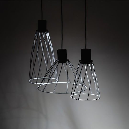 TK Lighting Κρεμαστό Φωτιστικό Μαύρο Ράγα 82εκ.