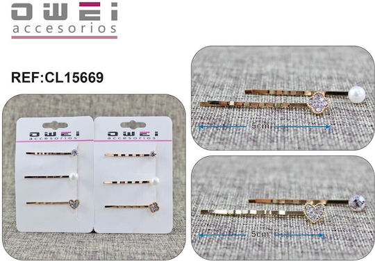 Set 3 Ace De Păr Decorativă Nuanță Aurie