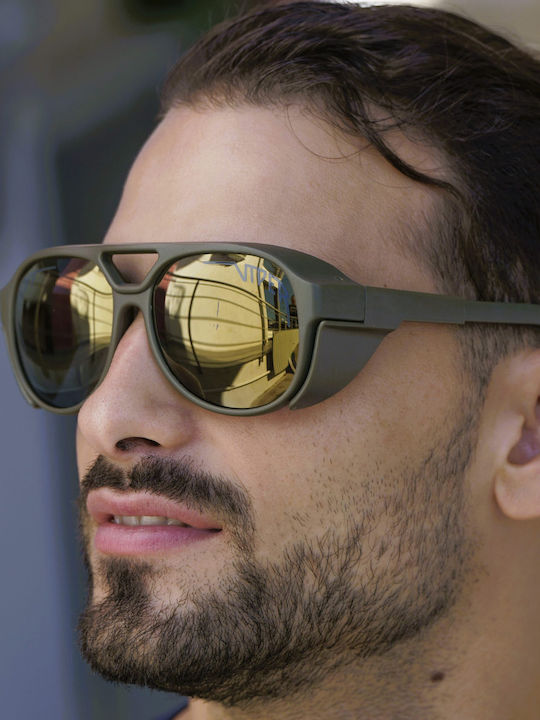 Ghetto Unisex Sunglasses with Green Frame and Green Mirror Lens