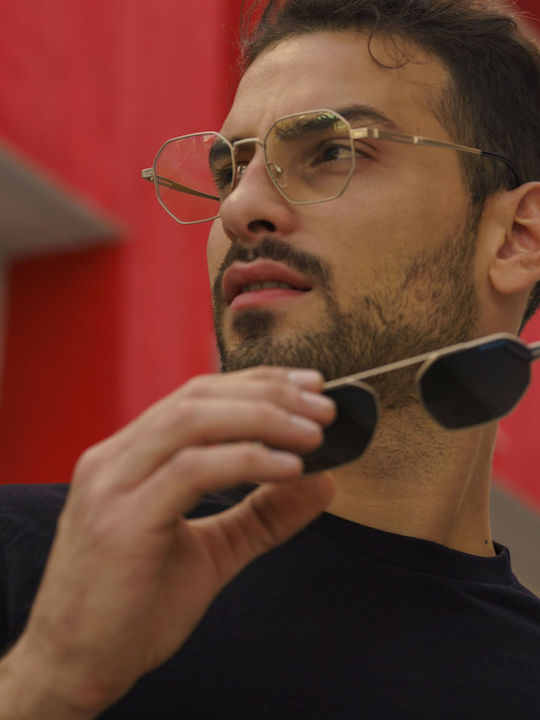 Ghetto Unisex Sunglasses with Gold Frame and Gold Polarized Lens
