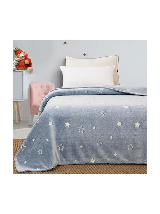 Sunshine Blanket Fleece Stars Glowing Blue 160x220cm