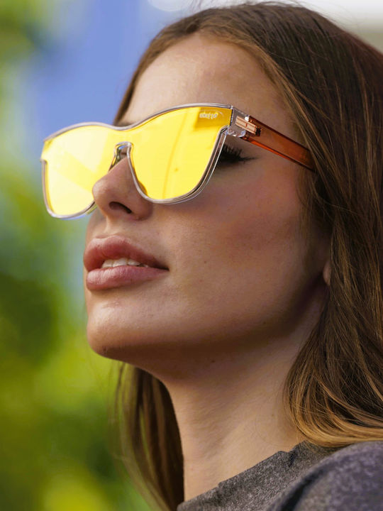 Ghetto Ghetto Women's Sunglasses with Orange Horn-Rimmed Frame and Orange Mirror Lens