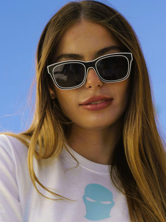 Ghetto Unisex Sunglasses with Black Horn-Rimmed Frame and Black Lens