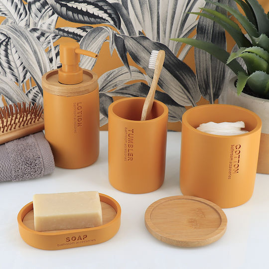 Cotton Holder Bamboo Yellow