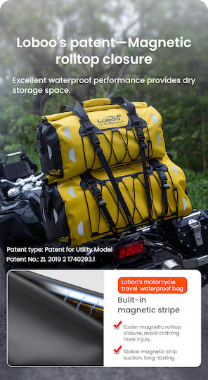 Loboo Waterproof Motorcycle Tail Bag 50lt Yellow