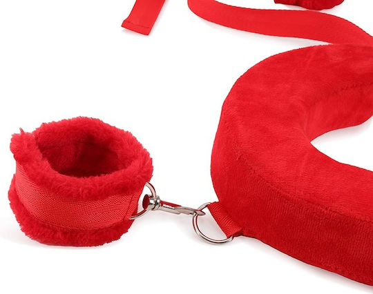 Clifcu Erotic Bondage Accessory Adjustable Leg Straps Neck Pillow Red