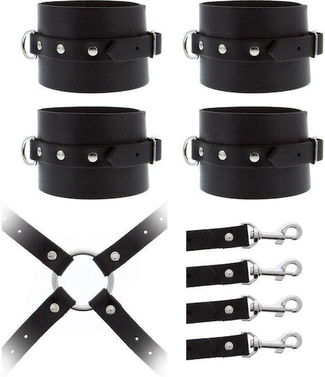 Φετιχιστικό Σετ Δεσίματος Υποταγής Gp Leather Hog Tie Cuff Set Black
