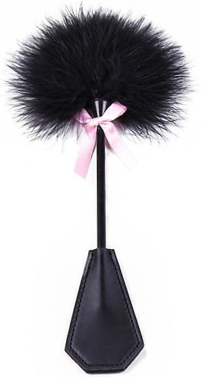 Fetish Addict Feather Tickler + & Paddle Black 29cm Ραβδι Πουπουλα Μαυρο