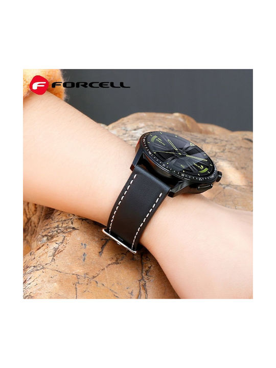 Forcell Strap Leather Black (SAMSUNG Watch 22 mm)