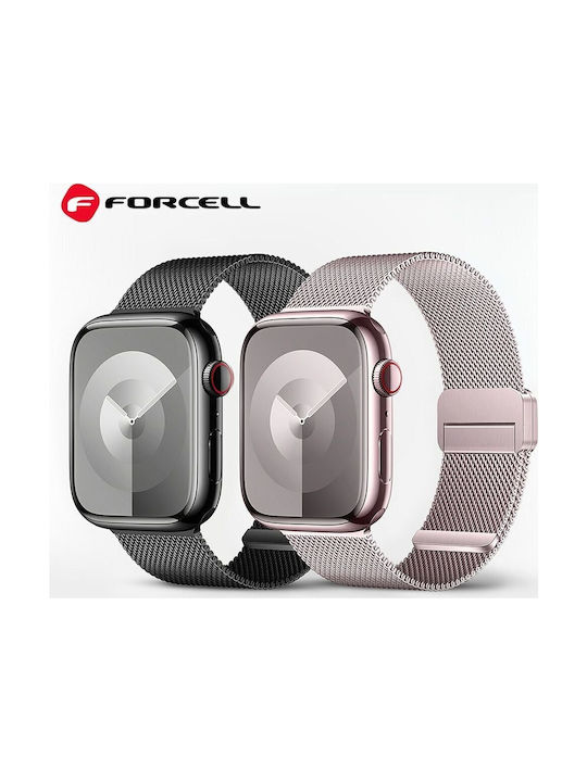 Forcell Λουράκι Ανοξείδωτο Ατσάλι Μαύρο (Apple Watch 38/40/41 mm)