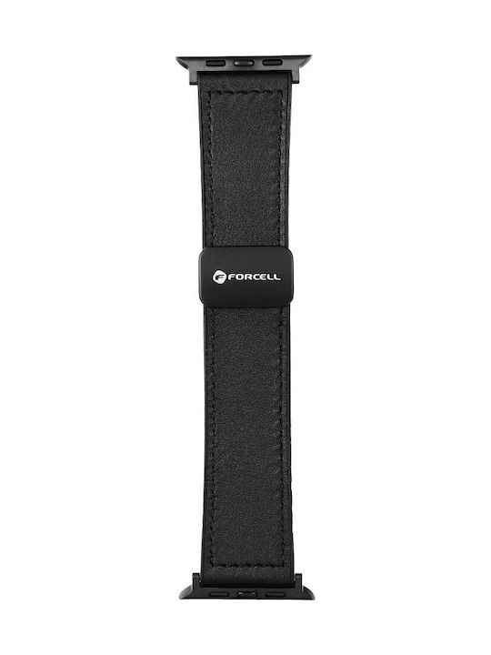 Forcell Λουράκι Δερμάτινο Μαύρο (Apple Watch 42/44/45/49 mm, Forcell)