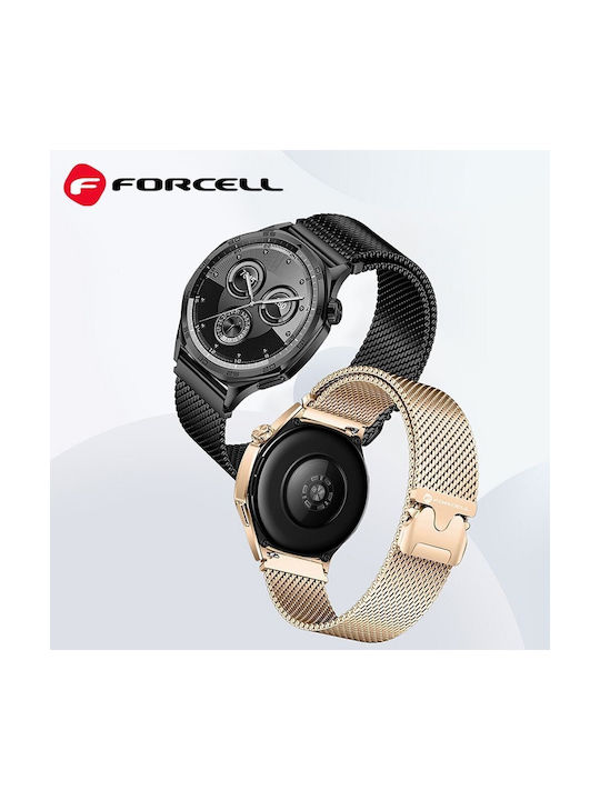 Forcell Λουράκι Ανοξείδωτο Ατσάλι Μαύρο (SAMSUNG Watch 22 mm)