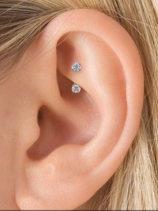 Πολυτιμο Σκουλαρικι Piercing Circular Barbell Χρυσο Κ14 Ζιργκον Gcbz25-10 Διάφανο Χρυσό