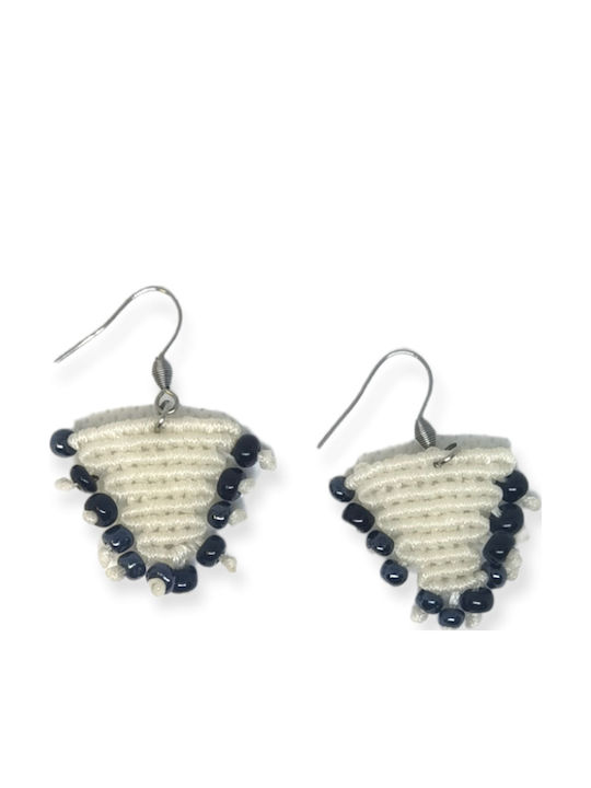 Cercei Macrame Ananna Piramidă Alb