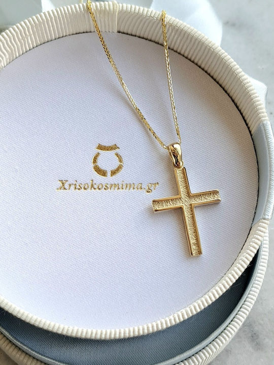 Χρυσός Μασίφ Σταυρός Βάπτισης Αρραβώνα Κ14 Αλυσίδα