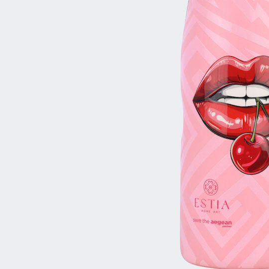 Estia Travel Flask Save the Aegean Bottle Thermos Stainless Steel BPA Free 500ml Blush Pop