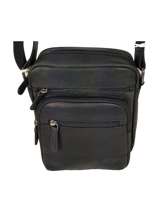 Leather Shoulder Bag Rcm H-13 Black
