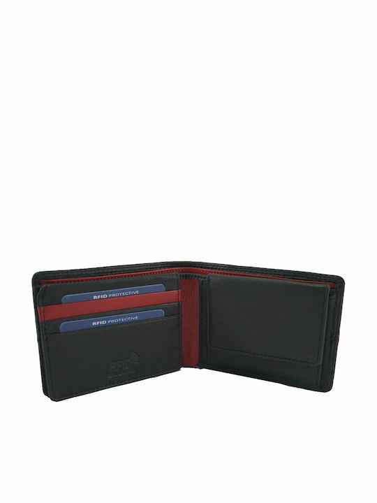 Мъжко Кожно Портфейл Kion Sr-215-rfid Черно Червено Черен