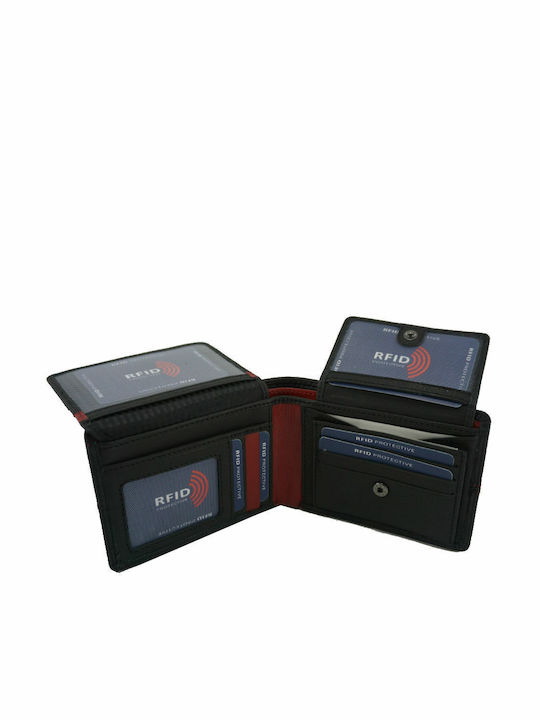 Ανδρικό Δερμάτινο Πορτοφόλι Kion Sr-215-rfid Black Red Μαυρο