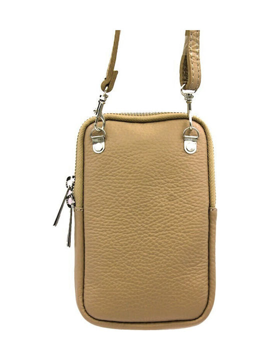 Rl-007 Vera Pelle Leather Clutch-Wallet Strap Pink-Gold Italian
