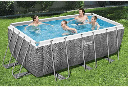 Bestway Schwimmbecken 8.124lt mit Metallic-Rahmen 412x201x122cm Grau