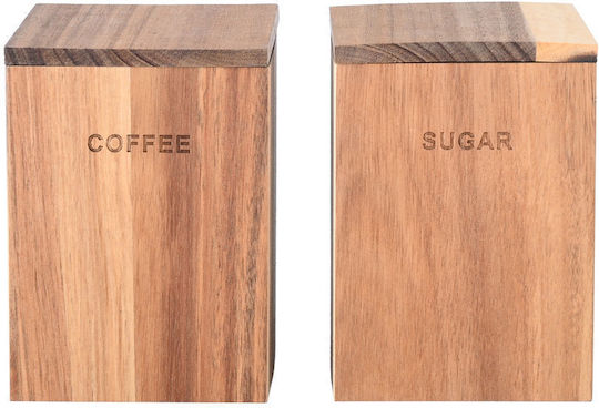 Estia ALLURE Sugar Vase with Wooden Beige Lid 10x10x14cm