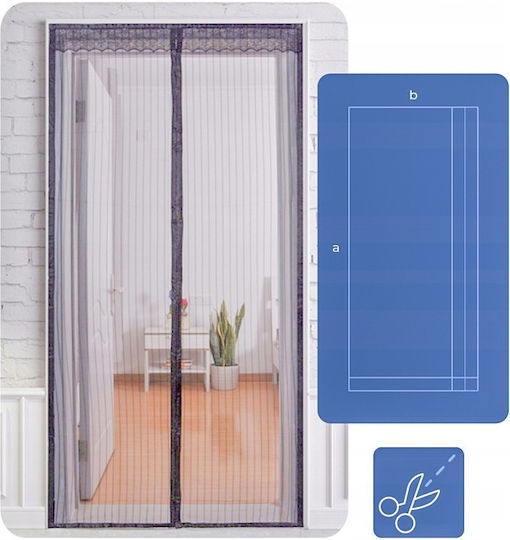 Insect Screen Magnetic Closure Width 80-100cm Height 210-220cm Gray
