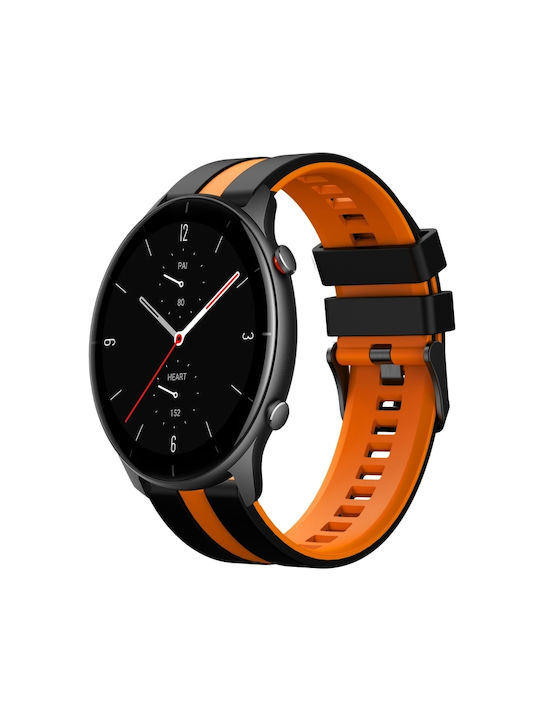 Amazfit Gtr 2e 22mm Δίχρωμο Αθλητικό Λουράκι Σιλικόνης Ρολόι Μαύρο+πορτοκαλί Amazfit Gtr 2e 22mm Δίχρωμο Αθλητικό Λουράκι Σιλικόνης Ρολόι Μαύρο+πορτοκαλί