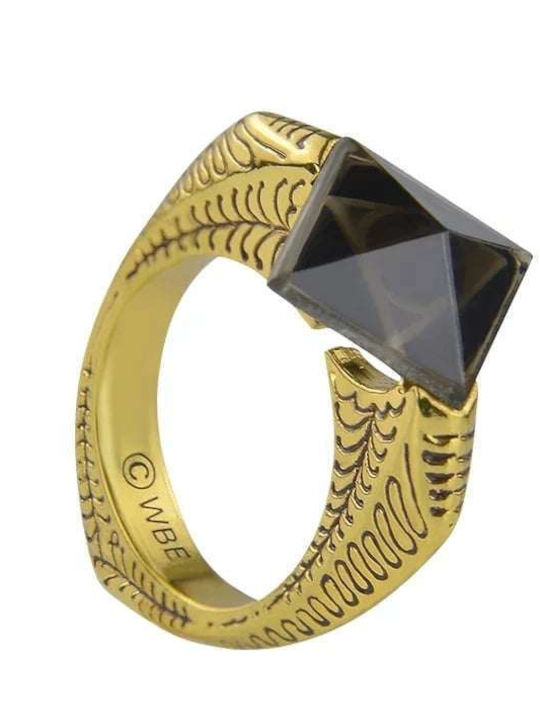 Harry Potter Lord Voldemort Tom Riddle Quintessential Gold Tone Ring with Black Stone