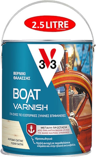 V33 Boat Varnish Lac de finisare Poliuretan Baza solventă Incolor Strălucitor 009782 2.5lt