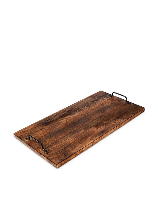 Marva Mango Wooden Rectangular Serving Tray with Handles in Brown Color 56.5x29.5x5.5cm A65000060 1pcs