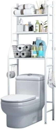 Floor Bathroom Shelf Metallic 160x47x25cm White
