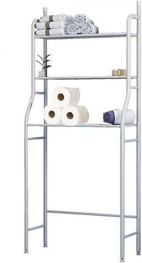 Floor Bathroom Shelf Metallic 160x47x25cm White