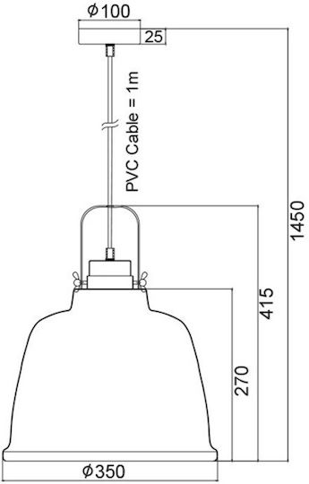 Aca Pendant Light Black Bell with Socket E27