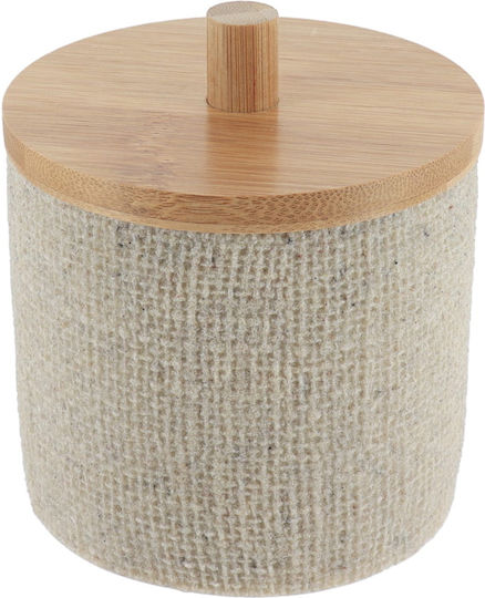 Atmosphera Beige General Use Vase with Wooden Lid 9.5x5x9.5cm