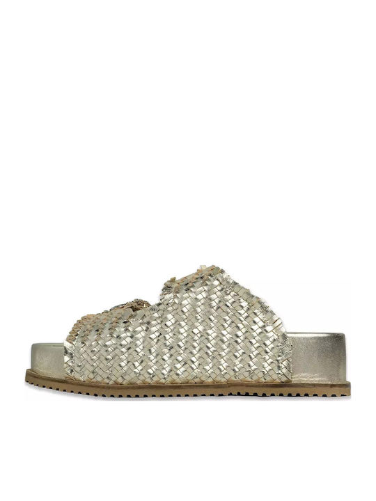 Women's Flat Sandals in Gold Color