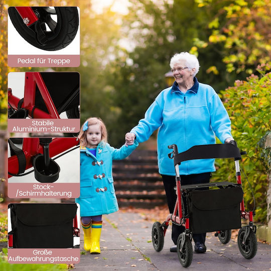 Costway Klappbarer Rollator Aluminium Rote
