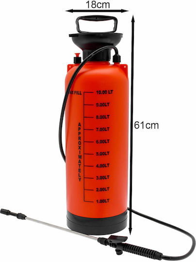 Pressure Sprayer with Capacity 10lt 4bar in Orange color